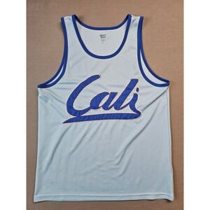 Original Deluxe Cali Tank Top Men's XL Light Blue Polyester Athletic Sleeveless